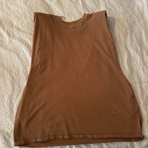 Brown Suede Dress with Shoulder Pads